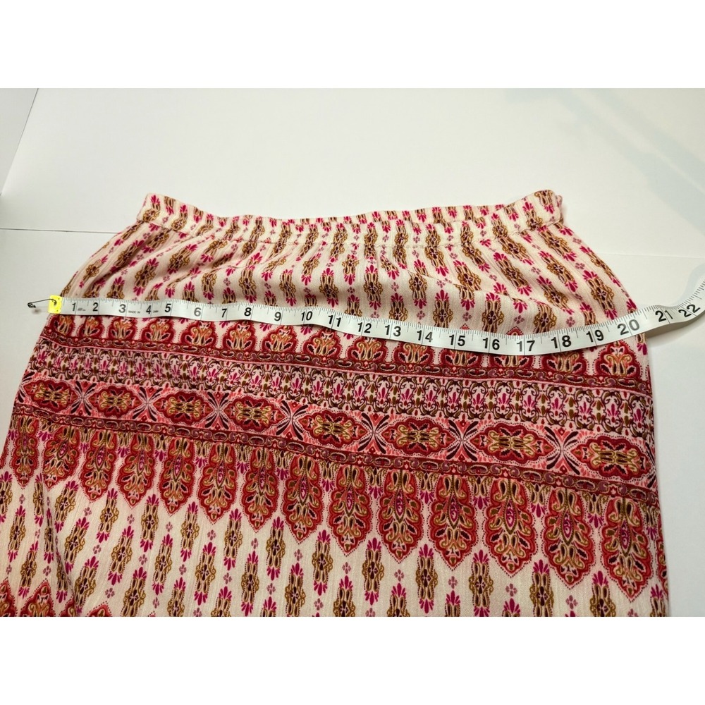 Boho Lagenlook Tiered Midi Skirt | India Block Print | Viscose Cotton | Petite L - Picture 4 of 8